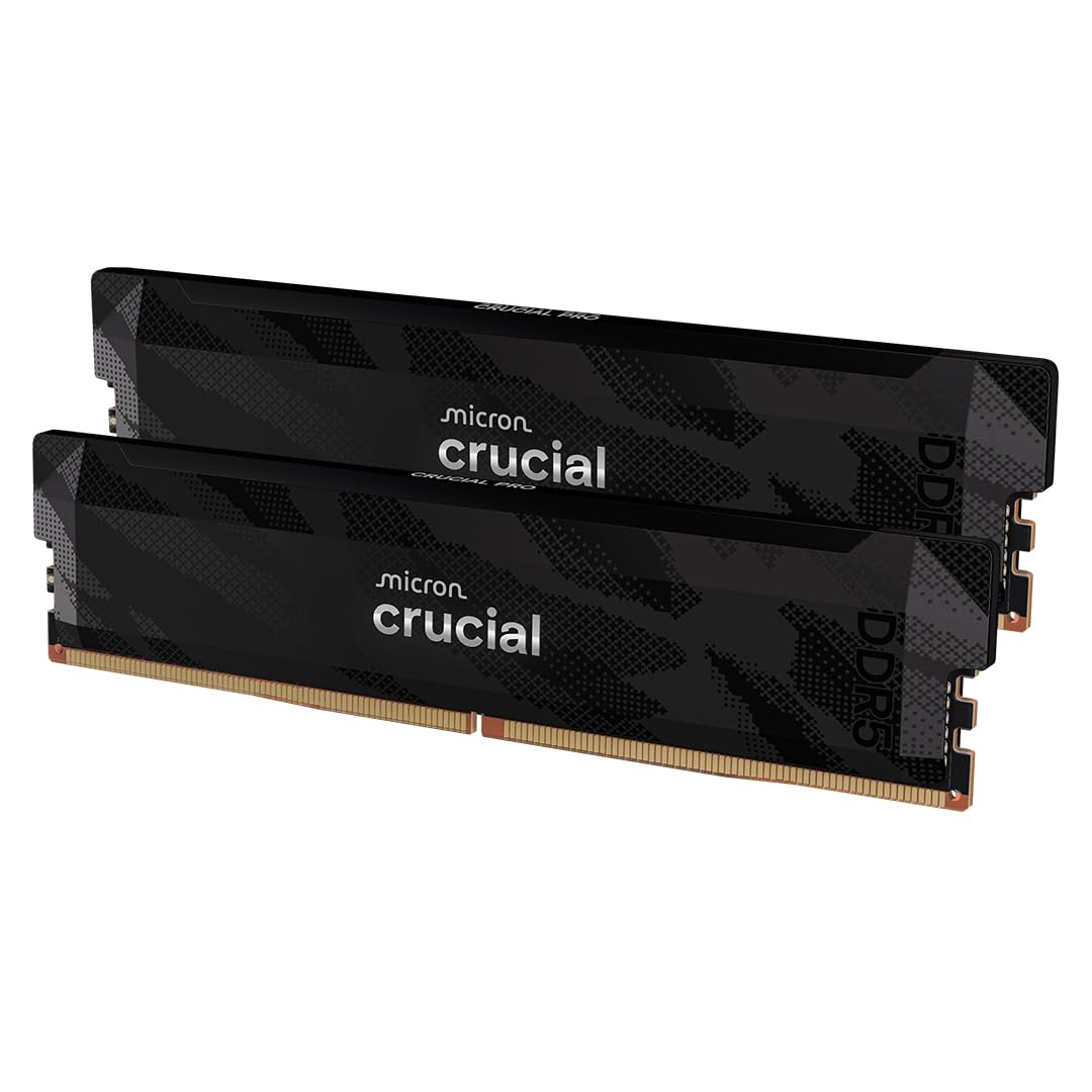 Crucial Pro DDR5 RAM 32GB Kit (2x16GB), 6400MHz CL32, Overclocking Desktop Gaming Memory, Intel XMP 3.0 & AMD Expo Compatible, Black - CP2K16G64C32U5B