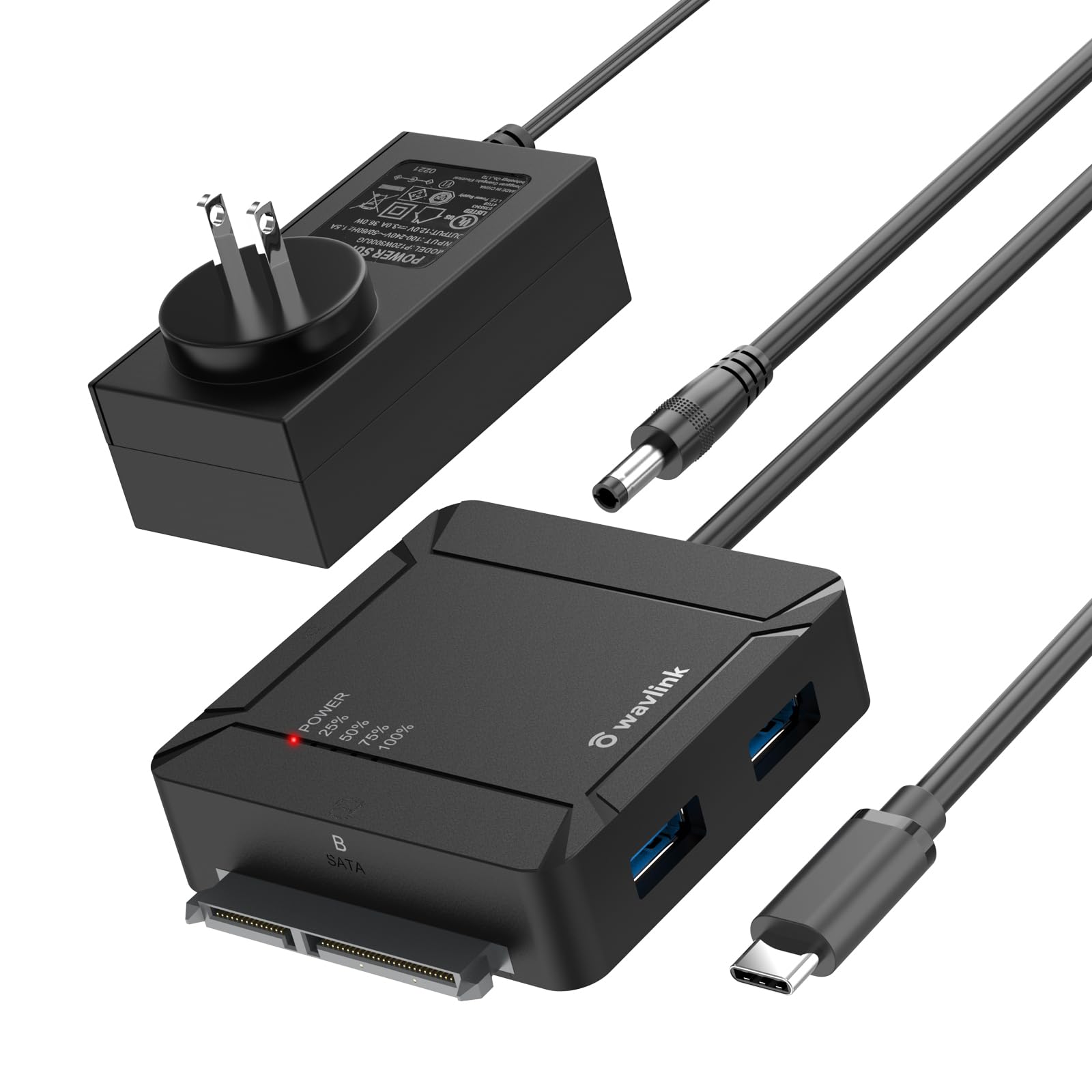 WAVLINK USB-C HDD Docking Station, Dual-Bay 2 USB 3.0 Ports & 12V/3A, 5Gbps